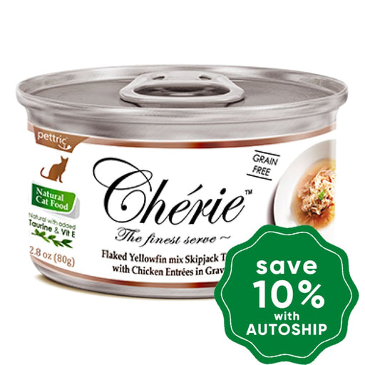 Cherie - Flaked Yellowfin mix Skipjack Tuna with Chicken Entrees in Gravy - 80G  (min. 4 Cans) - PetProject.HK