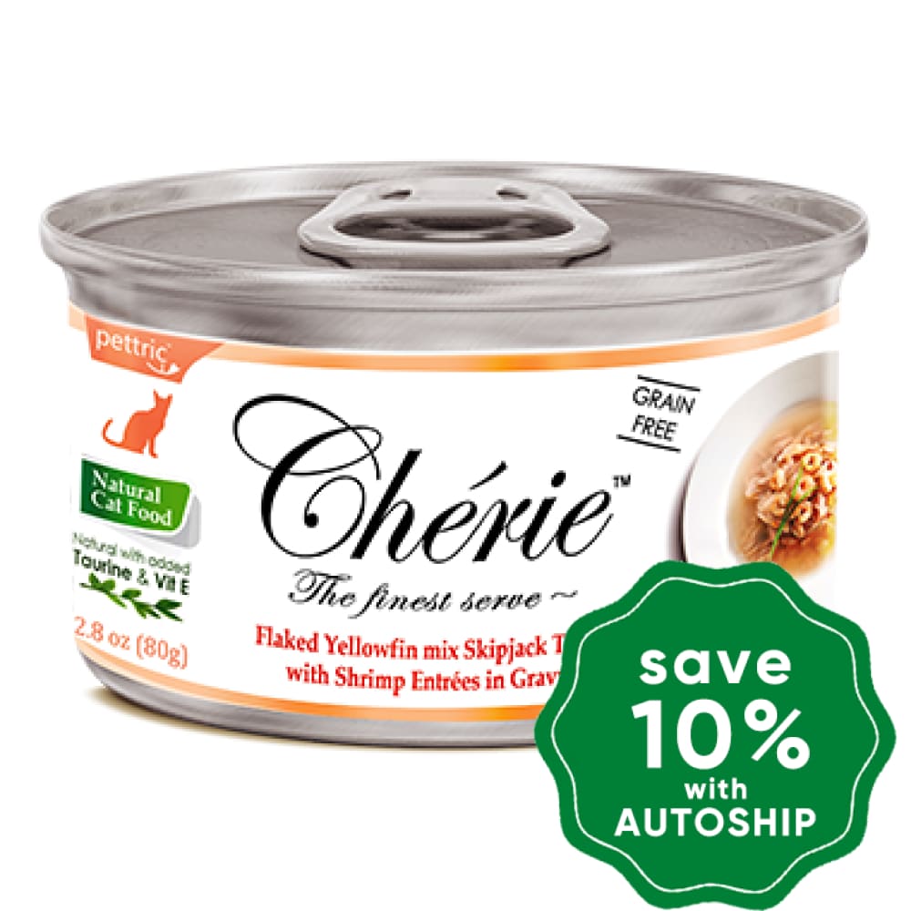Cherie - Flaked Yellowfin mix Skipjack Tuna with Shrimp Entrees in Gravy - 80G  (min. 4 Cans) - PetProject.HK