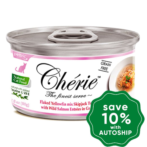 Cherie - Flaked Yellowfin mix Skipjack Tuna with Wild Salmon Entrees in Gravy - 80G  (min. 4 Cans) - PetProject.HK