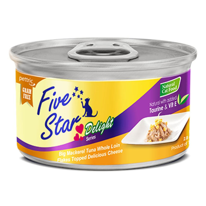 Five Star - Delight Series - Big Mackerel Tuna Whole Loin Flakes Topped Delicious Cheese - 80G (24 cans) - PetProject.HK