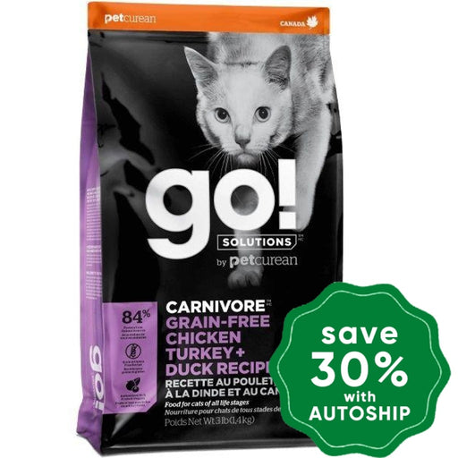 GO! SOLUTIONS - CARNIVORE Dry Food for Cat - Grain Free Chicken, Turkey + Duck Recipe - 16LB