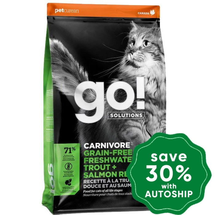 GO! - GO! SOLUTIONS - CARNIVORE Dry Food for Cat - Grain Free Freshwater Trout + Salmon Recipe - 16LB
