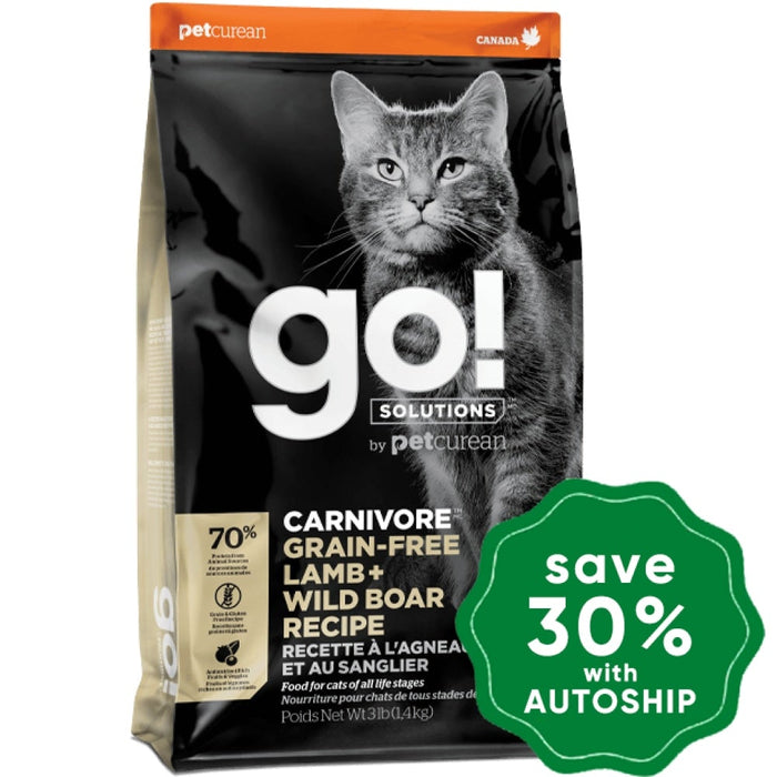 GO! SOLUTIONS - CARNIVORE Dry Food for Cat - Grain Free Lamb + Wild Boar Recipe - 16LB