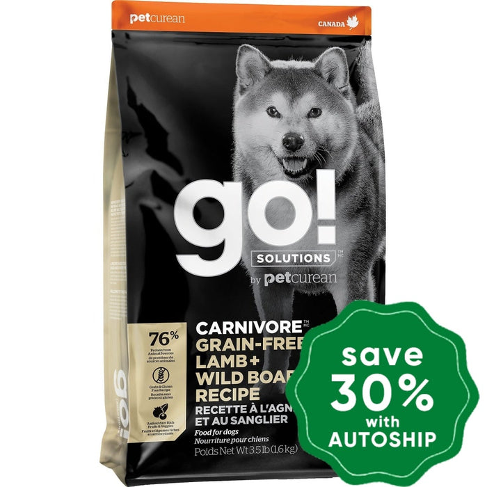 GO! SOLUTIONS - CARNIVORE Dry Food for Dog - Grain Free Lamb + Wild Boar Recipe - 12LB