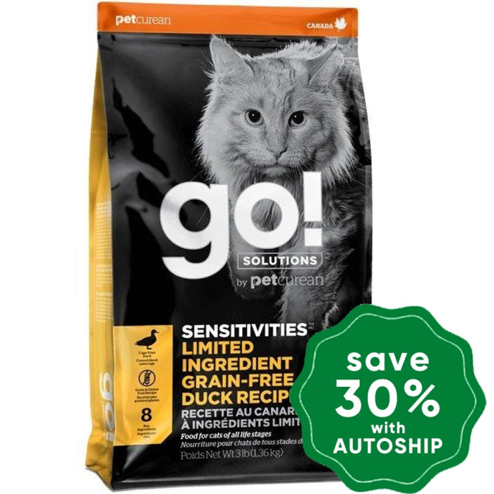 GO! SOLUTIONS - SENSITIVITIES Dry Food for Cat - Limited Ingredient Grain Free Duck Recipe - 3LB