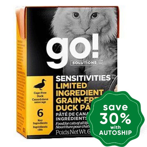 GO! SOLUTIONS - SENSITIVITIES Wet Food for Cat - Limited Ingredient Grain Free Duck Pate Cat Recipe - 6.4OZ (min. 24 cartons)