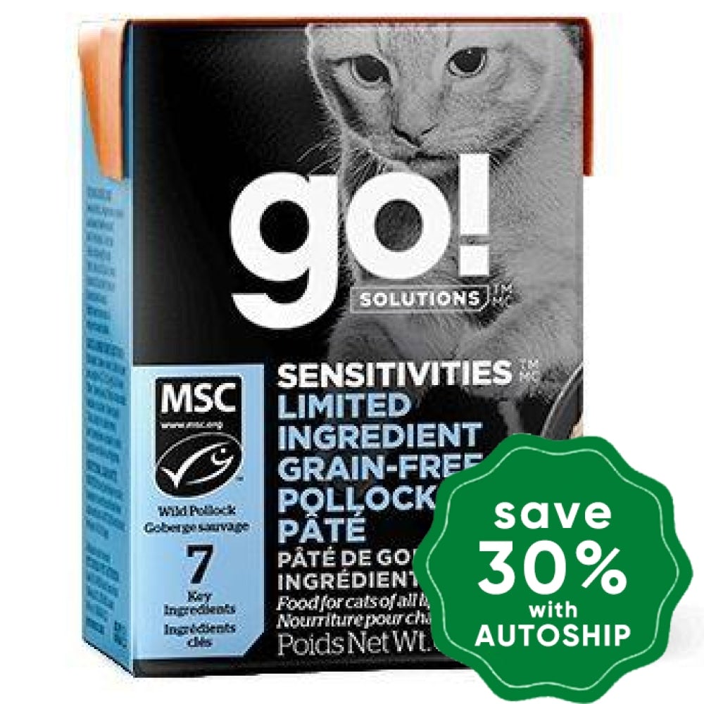 GO! SOLUTIONS - SENSITIVITIES Wet Food for Cat - Limited Ingredient Grain Free Pollock Pate Cat Recipe - 6.4OZ (min. 24 cartons)