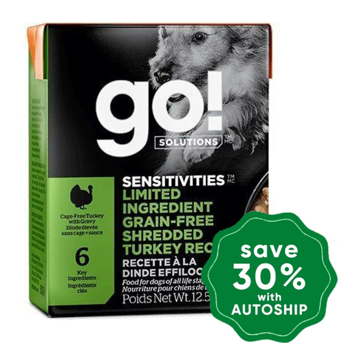 GO! SOLUTIONS - SENSITIVITIES Wet Food for Dog - Limited Ingredient Grain Free Shredded Turkey Recipe - 12.5OZ (min. 24 cartons)