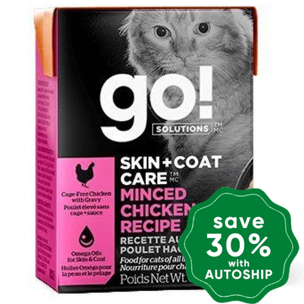 GO! SOLUTIONS - SKIN + COAT Wet Food for Cat - Minced Chicken Recipe - 6.4OZ (min. 24 cartons)