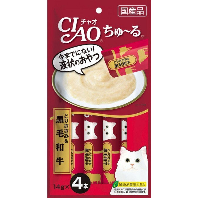 CIAO - Churu Cat Treat - Chicken & Japanese Wagyu Paste - 4 X 14G (6 Packs) - PetProject.HK