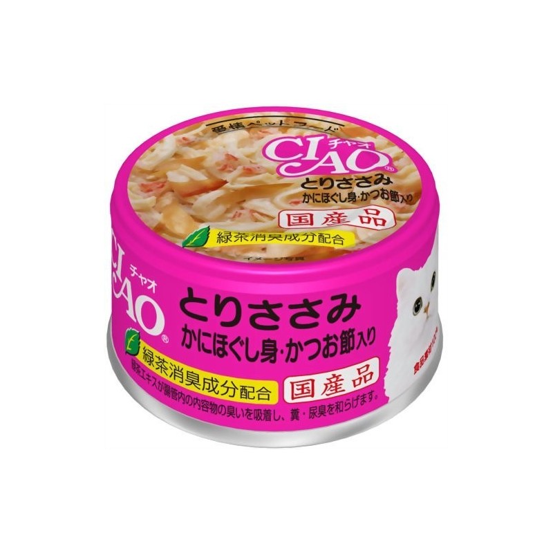 CIAO - Cat Canned Food - Chicken Fillet and Crab Stick with Bonito Flakes - 85G (24 Cans) - PetProject.HK