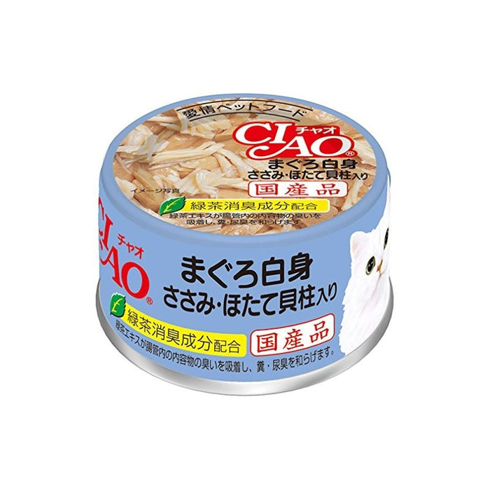 CIAO - Cat Canned Food - White Tuna and Chicken Fillet with Scallop - 85G (24 Cans) - PetProject.HK