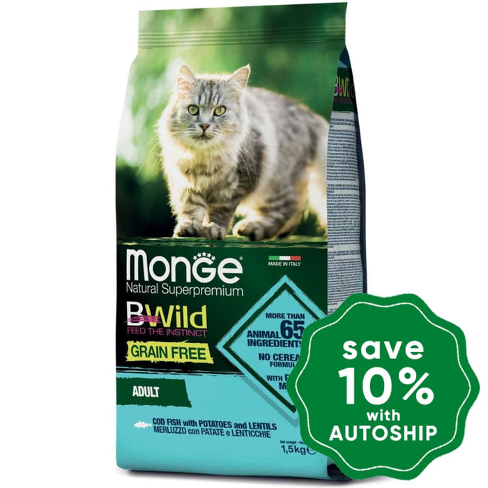 Monge - Bwild Grain-Free Dry Cat Food Cod Fish Recipe 1.5Kg (Min. 4 Packs) Cats