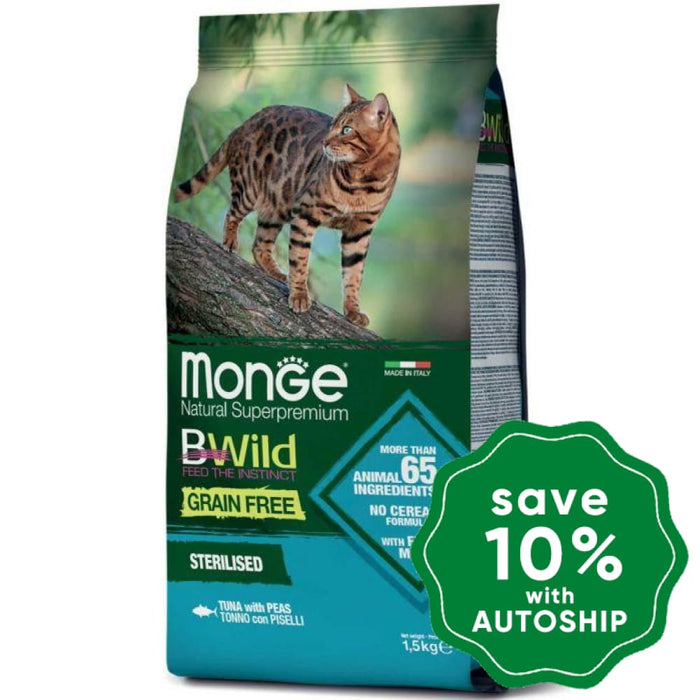 Monge - Bwild Grain-Free Sterilised Dry Cat Food Tuna & Peas 1.5Kg (Min. 4 Packs) Cats