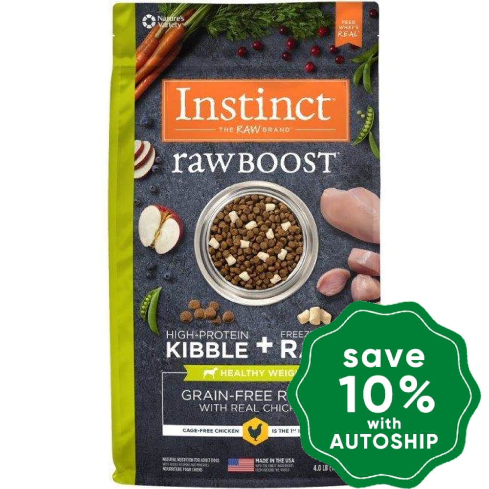 Nature's Variety Instinct - Dog Dry Food - Raw Boost Grain-Free with Chicken - Healthy Weight - 4LB - PetProject.HK