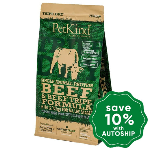 Petkind - Dry Food For Dogs Tripe Single Animal Protein Green Beef Formula 6Lb