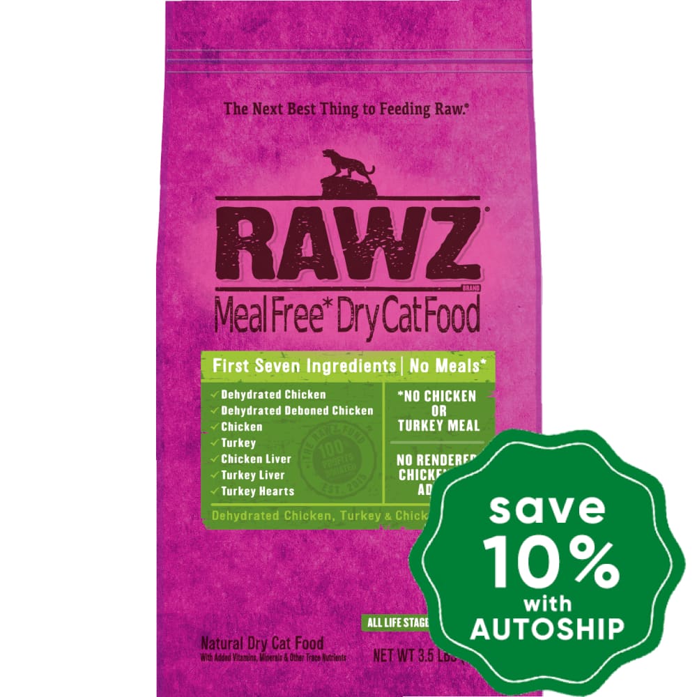 Rawz - Dry Food For Cats Meal Free Dehydrated Chicken Turkey & Recipe 3.5Lb