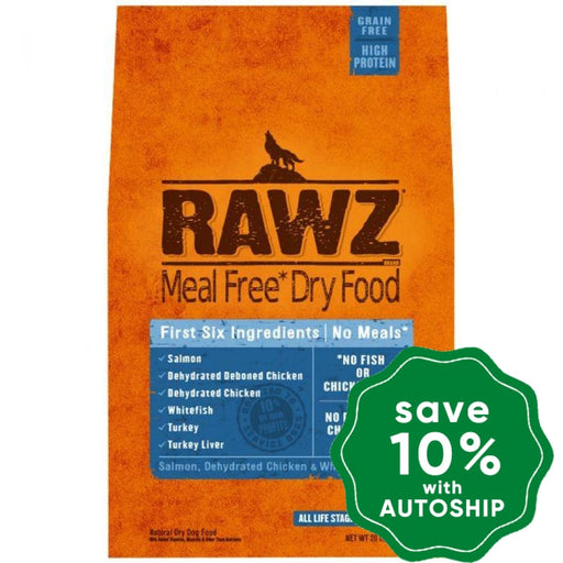 Rawz - Dry Food For Dogs Meal Free Salmon Dehydrated Chicken & Whitefish Recipe 20Lb