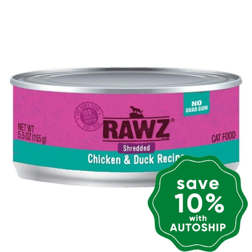 Rawz - Wet Food For Cats Shredded Chicken & Duck Canned Recipe 155G (Min. 24 Cans)