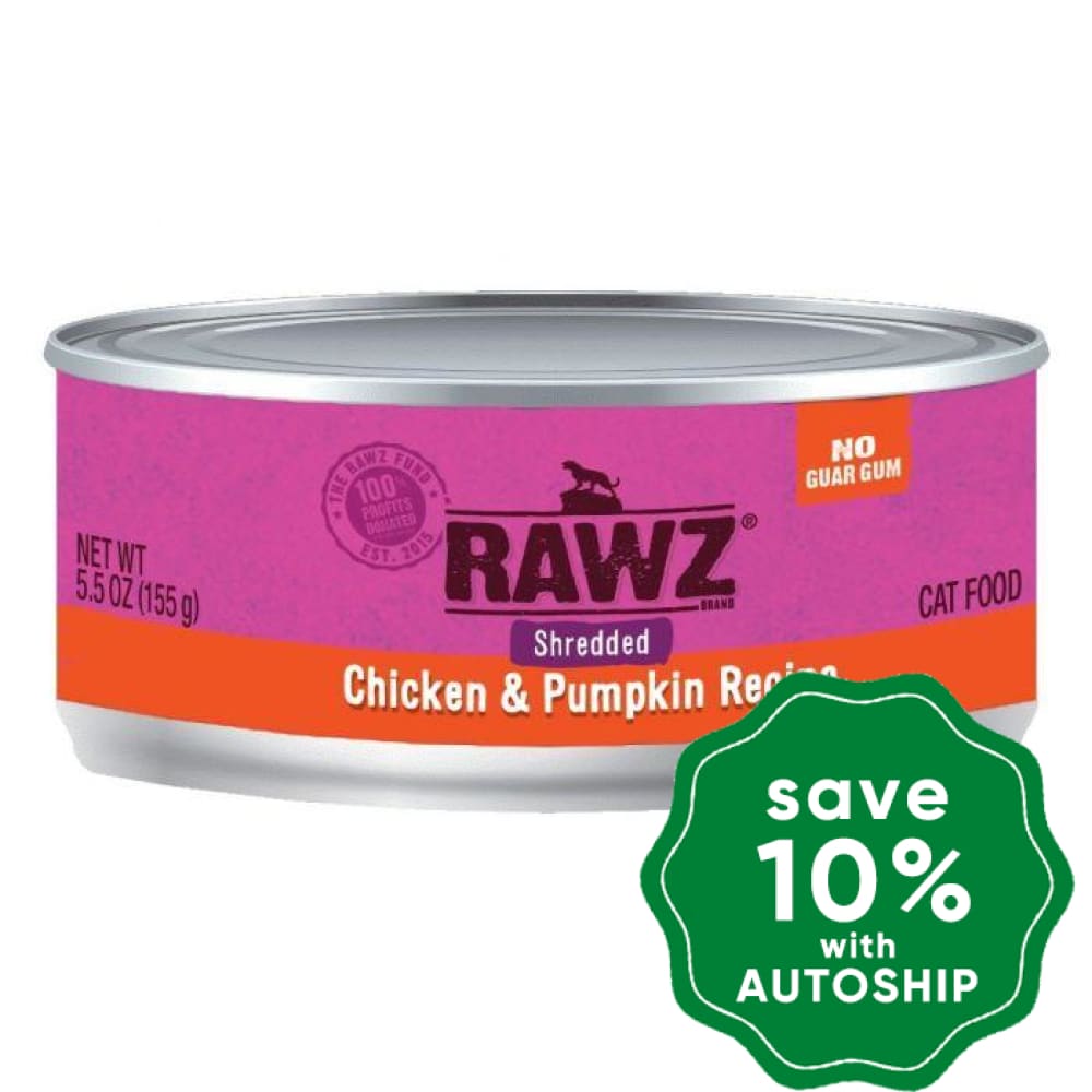 Rawz - Wet Food For Cats Shredded Chicken & Pumpkin Canned Recipe 155G (Min. 24 Cans)