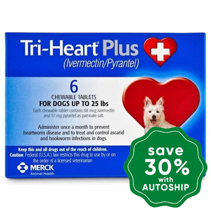 Triheart Plus - Chewable Worm Prevention Tablet For Small Dogs <25Lb (Blue) 6Tabs