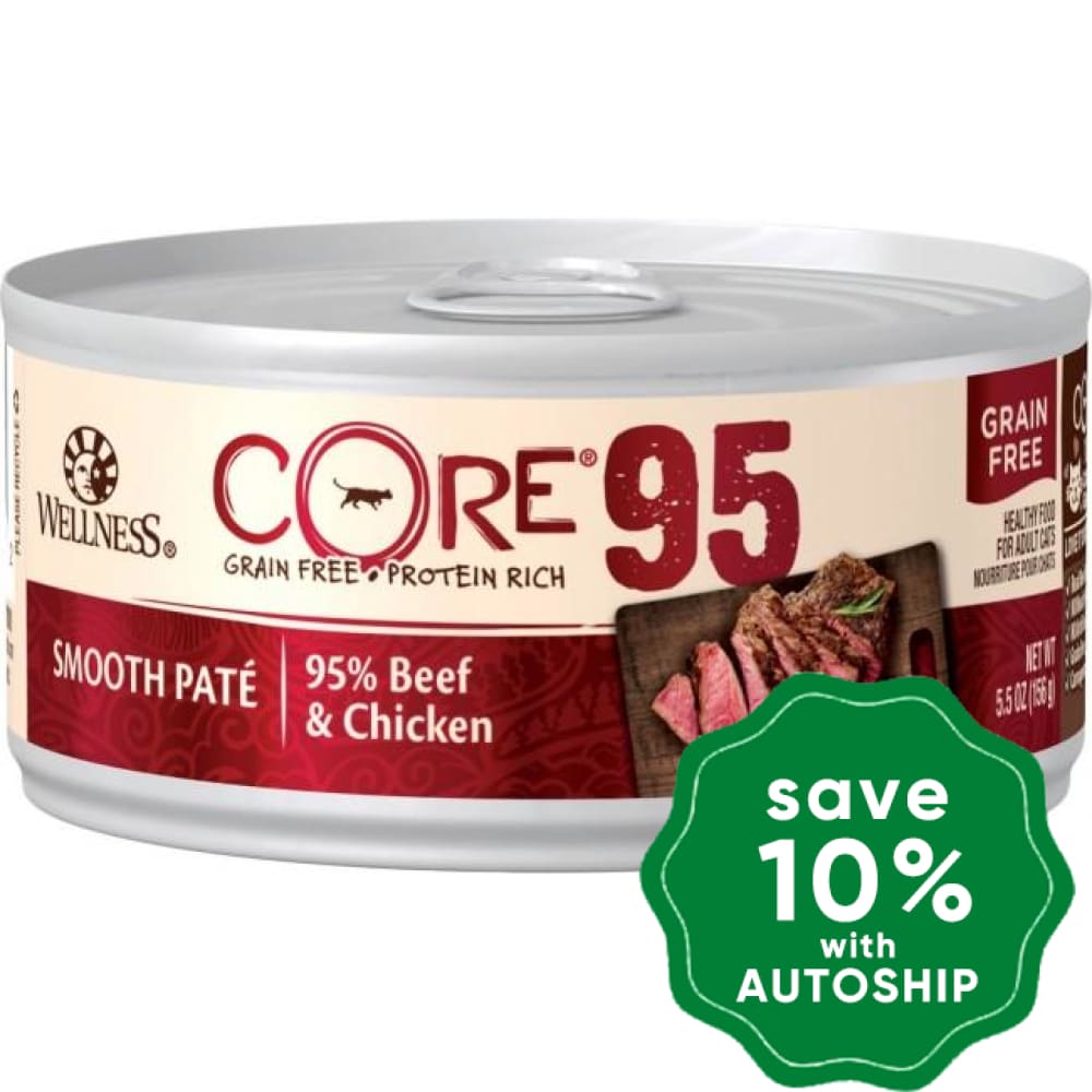 Wellness - CORE 95 - Grain Free Canned Cat Food - 95% Beef & Chicken - 5.5OZ (4 Cans) - PetProject.HK