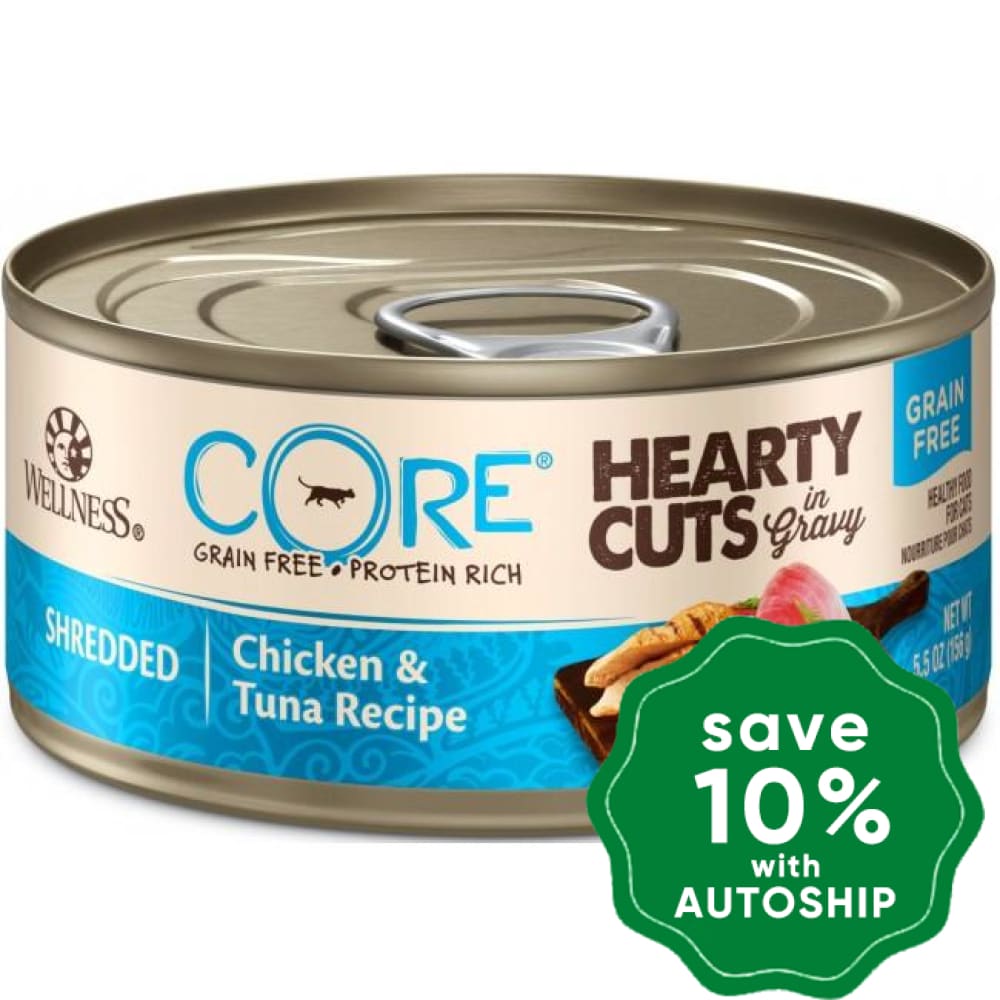 Wellness - CORE Hearty Cuts - Grain Free Canned Cat Food - Chicken & Tuna  - 5.5OZ (24 Cans) - PetProject.HK