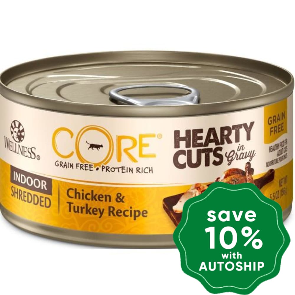 Wellness - CORE Hearty Cuts - Grain Free Canned Cat Food - Indoor Chicken & Turkey - 5.5OZ (24 Cans) - PetProject.HK