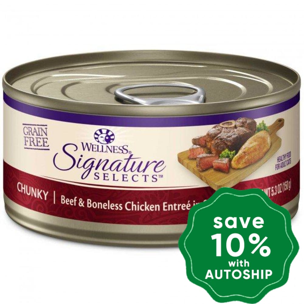 Wellness - Signature Selects - Grain Free Canned Cat Food - Chunky Beef & Boneless Chicken - 2.8OZ (4 Cans) - PetProject.HK
