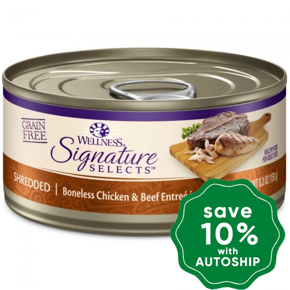 Wellness - Signature Selects - Grain Free Canned Cat Food - Shredded Boneless Chicken & Beef - 5.5OZ (4 Cans) - PetProject.HK