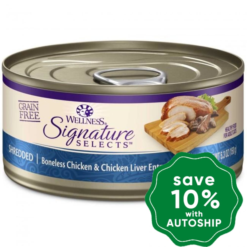 Wellness - Signature Selects - Grain Free Canned Cat Food - Shredded Boneless Chicken & Chicken Liver - 2.8OZ (4 Cans) - PetProject.HK