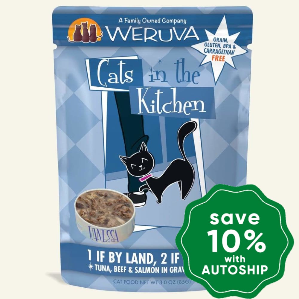 Weruva - Cats In The Kitchen - 1 If By Land, 2 If By Sea - Tuna, Beef & Salmon in Gravy - 85G (4 pouches) - PetProject.HK